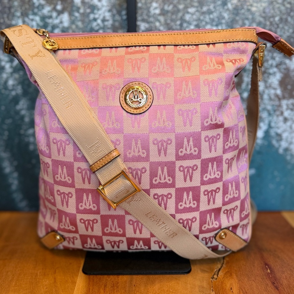 Misty Collection Modern Vintage Monogram Checkered Shoulder Bag